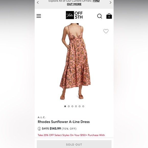 A.L.C Rhodes sunflower a-line dress - Picture 2 of 3